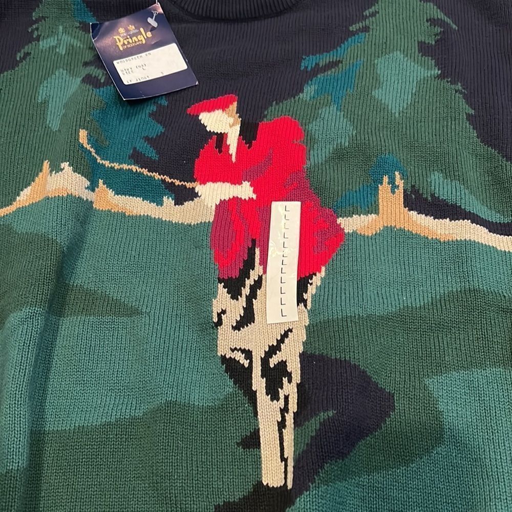 Vintage Pringle of Scotland Golf Sweater Cotton Graphic Golfer Hong Kong size L‎ - Picture 2 of 9